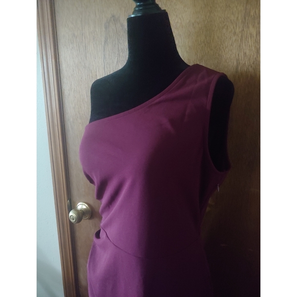 NWT Mushare Dark Red One Shoulder Ruched Cocktail Formal Long Maxi Dress XL - Picture 4 of 13